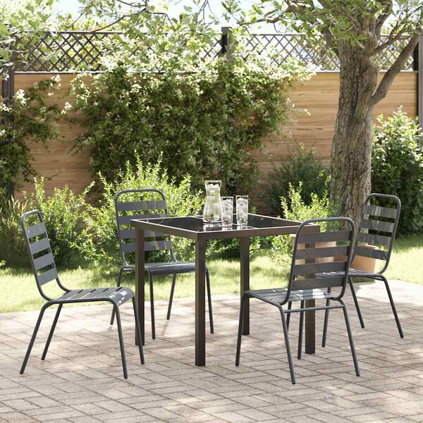 vidaXL Garten Essgruppe 5 pcs Anthrazit Pulverbeschichteter Stahl