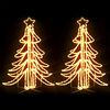 vidaXL LED-Weihnachtsb&auml;ume 2 Stk. Klappbar Warmwei&szlig; 87x87x93 cm