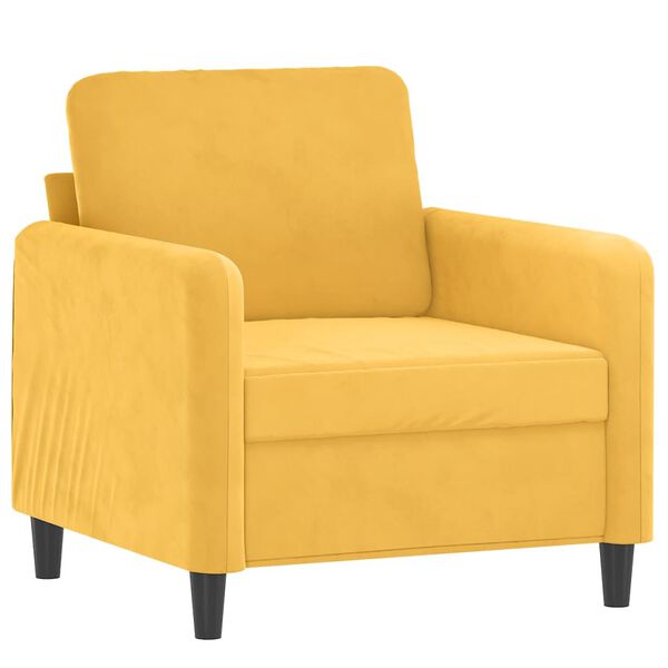 vidaXL 3-tlg. Sofagarnitur mit Kissen Gelb Samt