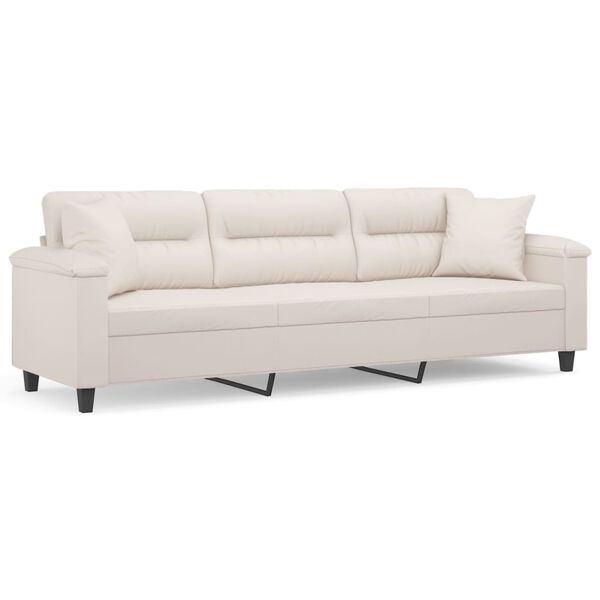 vidaXL 3-Sitzer-Sofa mit Kissen Beige 210 cm Mikrofasergewebe