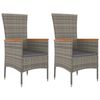 vidaXL Gartenst&uuml;hle mit Kissen 2 Stk. Poly Rattan Grau