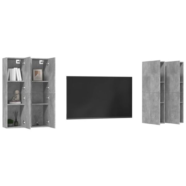 vidaXL TV-Schr&auml;nke 4 Stk. Betongrau 30,5x30x110 cm Holzwerkstoff