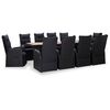 vidaXL 11-tlg. Garten-Essgruppe Poly Rattan Akazienholz Schwarz