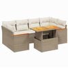 vidaXL 7-tlg. Garten-Sofagarnitur mit Kissen Beige Poly Rattan
