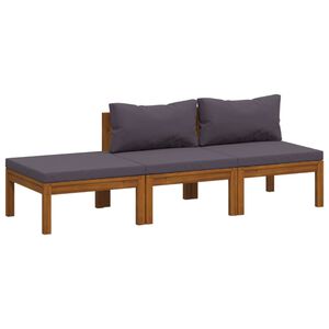 vidaXL 3-tlg. Garten-Lounge-Set mit Auflage Massivholz Akazie