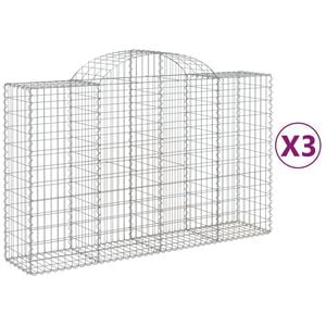 vidaXL Gabionen mit Hochbogen 3 Stk. 200x50x120/140cm Verzinktes Eisen