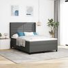 vidaXL LED Boxspringbett mit Matratze Dunkelgrau 140 x 190 cm Stoff