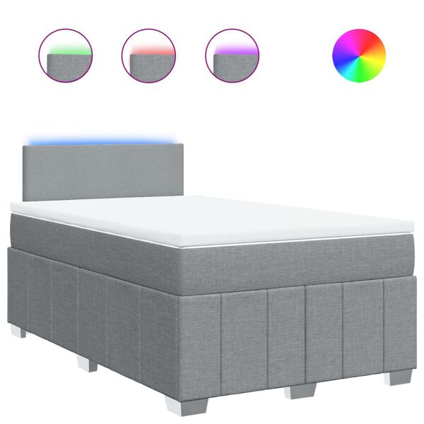 vidaXL Boxspringbett mit Matratze Hellgrau 120x190 cm Stoff