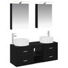 vidaXL Badezimmerm&ouml;bel-Set 5 pcs Schwarze Eiche Ingenieurholz und Glas