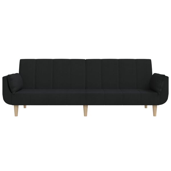 vidaXL Schlafsofa 2-Sitzer mit 2 Kissen Schwarz Stoff