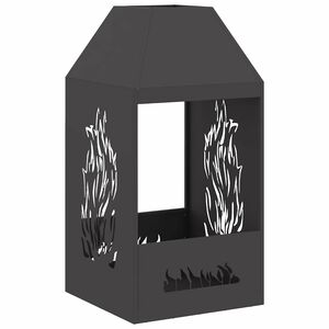 vidaXL Feuerstelle Schwarz 50 x 50 x 100 cm Wetterfeststahl