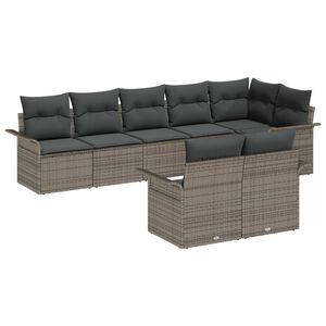 vidaXL Gartensofa-set mit Kissen 8 pcs Grau Poly-Rattan