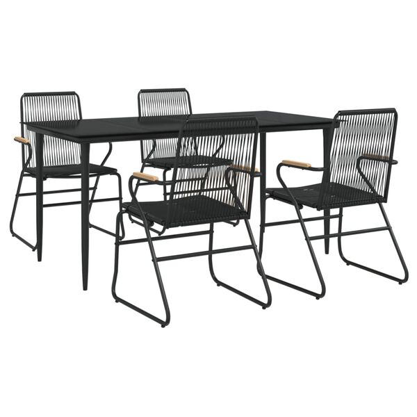vidaXL 5-tlg. Garten-Essgruppe Schwarz PVC Rattan