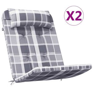 vidaXL Adirondack-Auflagen 2 Stk. Grau Karomuster Oxford-Gewebe