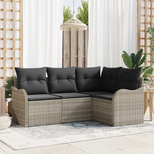 vidaXL Gartensofa-set 4 pcs Hellgrau Poly-Rattan