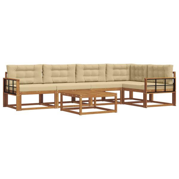 vidaXL Outdoor-Sofagarnitur mit Kissen 6 pcs Natur und Beige