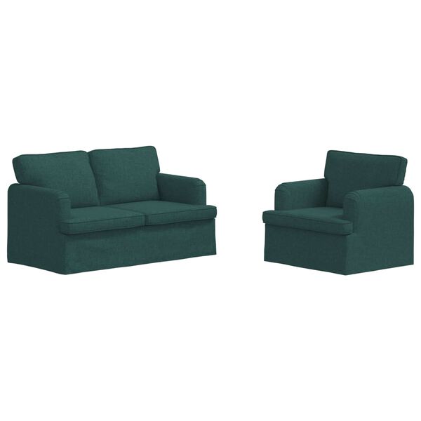 vidaXL Sofa 2 pcs Dunkelgr&uuml;n 144 x 80 x 85 cm Stoff