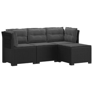vidaXL 4-Sitzer Garten Sofa mit Kissen Rattan Look PP Anthrazit