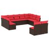 vidaXL 11-teiliges Gartensofa-Set mit Kissen, braun, Polyrattan