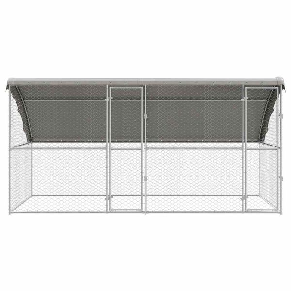 vidaXL Hundek&auml;fig 2 pcs Silber 4 x 2 x 2 m Verzinkter Stahl