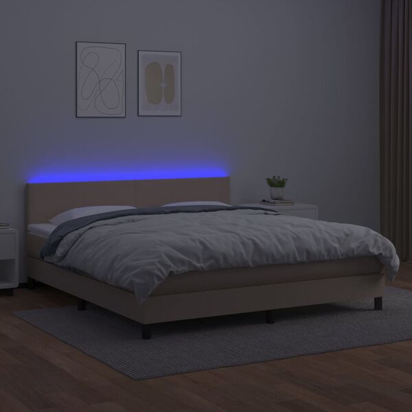 vidaXL Boxspringbett mit Matratze & LED Cappuccino-Braun 180x200cm
