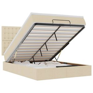 vidaXL Ottoman-Bett mit Matratze & LEDs Creme 140x190 cm Stoff