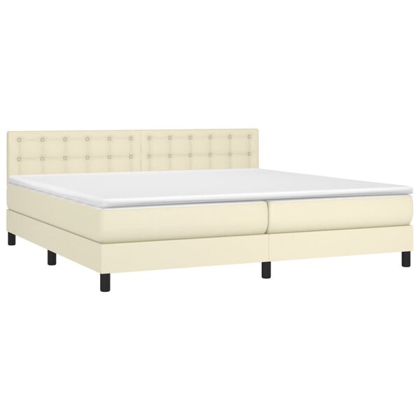 vidaXL Boxspringbett mit Matratze Creme 200x200 cm Kunstleder
