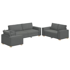 vidaXL Sofa 3 stk. Dunkelgrau Leinenmischgewebe