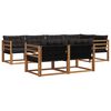 vidaXL Outdoor-Sofagarnitur mit Kissen 7 pcs Nat&uuml;rlich und Schwarz