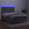 vidaXL Boxspringbett mit Matratze & LED Hellgrau 140x200 cm Samt