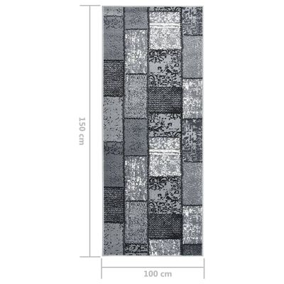 vidaXL Teppichläufer BCF Grau mit Blockmuster 100x150 cm