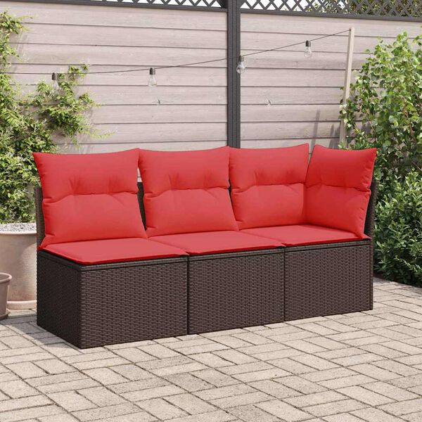 vidaXL Garten-Ecksofa mit Kissen Braun Poly Rattan