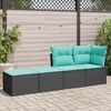 vidaXL 2-tlg. Garten-Sofagarnitur mit Kissen Schwarz Poly Rattan