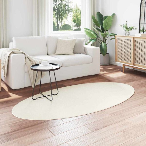 vidaXL Bereichsteppiche Oval HUARTE Creme 100 x 200 cm 100 %Polyester