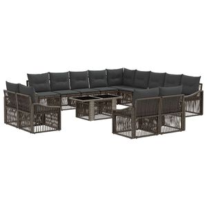 vidaXL Gartensofa-set 14 stk. Grau und Dunkelgrau Poly-Rattan