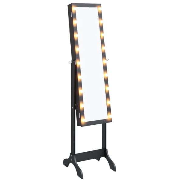 vidaXL Standspiegel mit LED Schwarz 34x37x146 cm