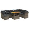 vidaXL 9-tlg. Garten-Sofagarnitur mit Kissen Grau Poly Rattan