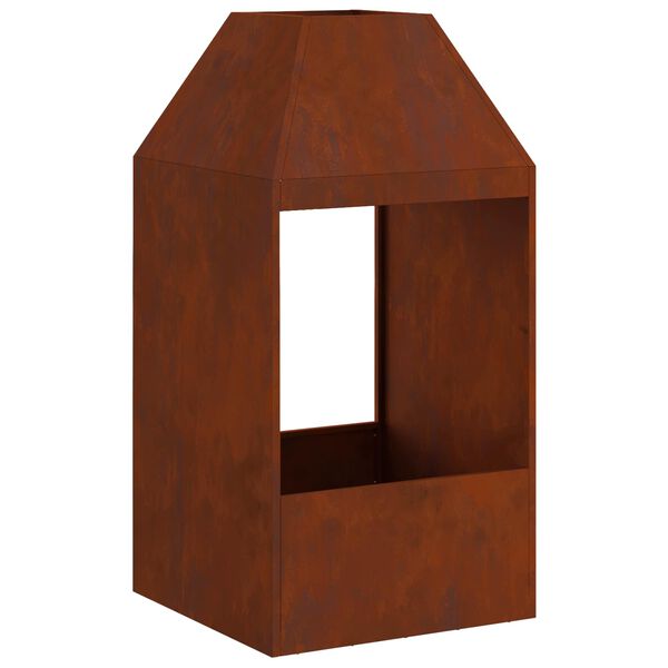vidaXL Feuerstelle Braun 50 x 50 x 100 cm Wetterfeststahl