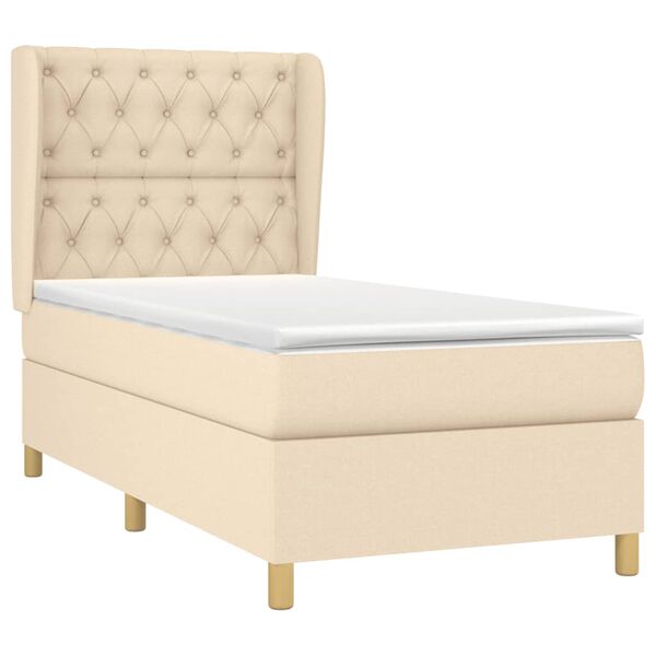 vidaXL Boxspringbett mit Matratze Creme 80x200 cm Stoff