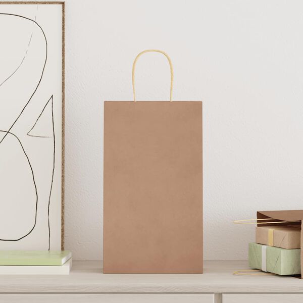 vidaXL Papiertragetaschen 250 Stk. mit Henkeln Braun 21x11x36 cm