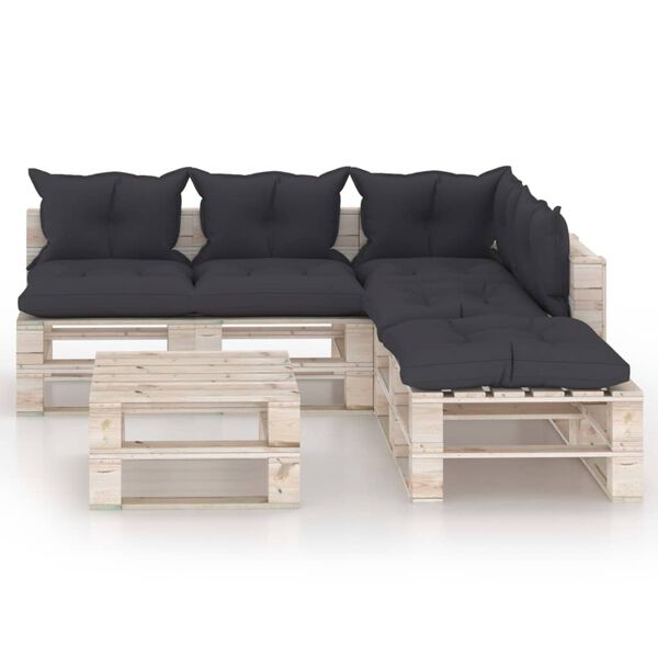 vidaXL 6-tlg. Garten-Lounge-Set aus Paletten mit Kissen Kiefernholz
