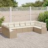 vidaXL Gartensofa-set mit Kissen 10 pcs Beige und Wei&szlig; Poly-Rattan