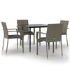 vidaXL 5-tlg. Garten-Essgruppe mit Kissen Schwarz und Grau Poly Rattan