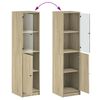 vidaXL Highboard mit Glast&uuml;r Sonoma-Eiche 35x37x142 cm