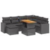 vidaXL 8-tlg. Garten-Sofagarnitur mit Kissen Schwarz Poly Rattan
