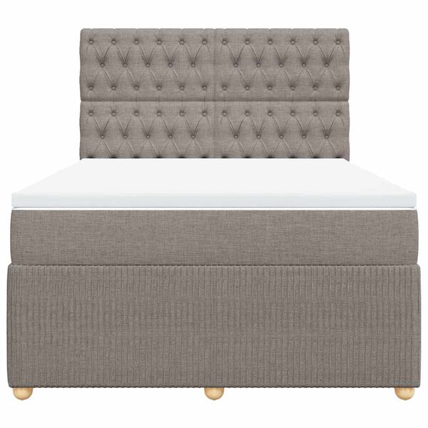vidaXL Boxspringbett mit Matratze Taupe 140x200 cm Stoff