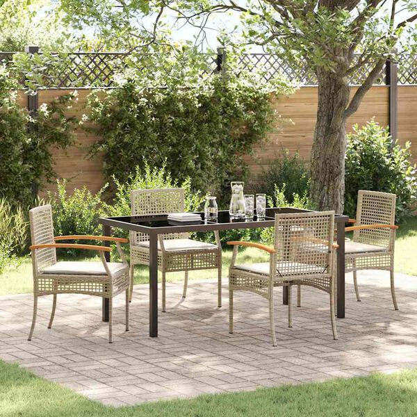 vidaXL Garten Essgruppe 5 pcs Beige Poly-Rattan