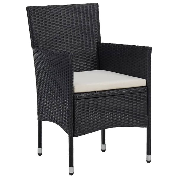 vidaXL 3-tlg. Bistro-Set Poly-Rattan und Hartglas Schwarz