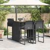 vidaXL 5-tlg. Gartenbar-Set ohne Kissen Schwarz Poly Rattan Akazie