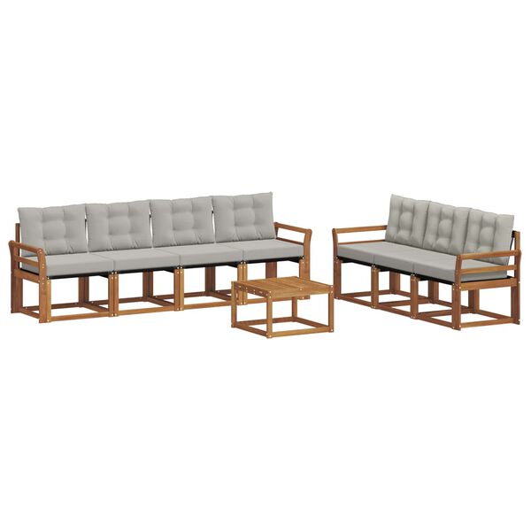 vidaXL Outdoor-Sofagarnitur mit Kissen 8 pcs Nat&uuml;rlich und Hellgrau
